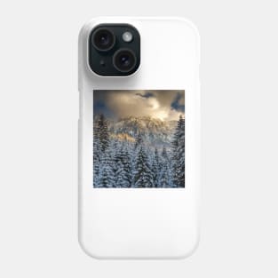 Mountains with snow in the sunset Phone Case