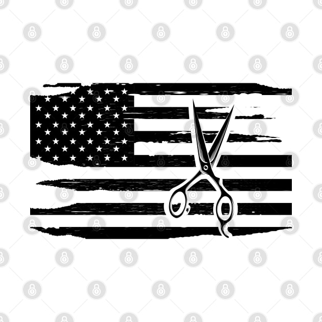 Hairstylist Hairdresser barber - Scissor in American Flag by KC Happy Shop