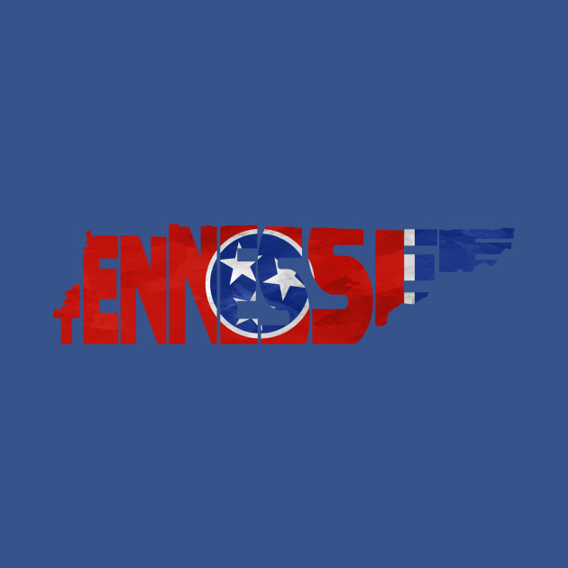 Disover Tennessee Typo Map - Tennessee - T-Shirt