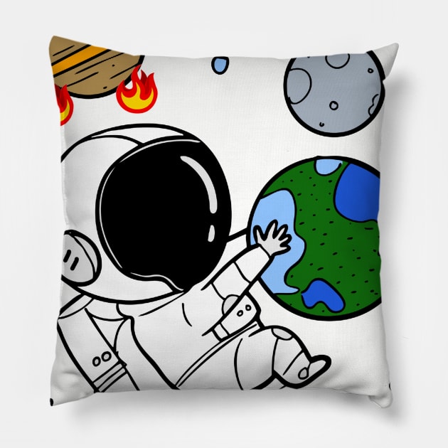 Baby Astronaut Like Earth Pillow by Hogan
