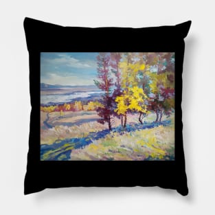 Pine forest landscape autumn Pillow