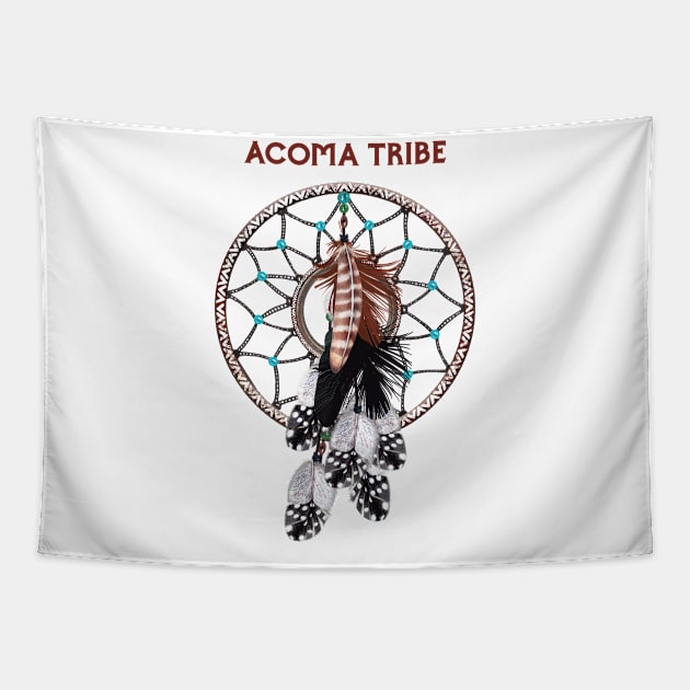 Acoma Native American Indian Retro Dreamcatcher Feather Tapestry by The Dirty Gringo