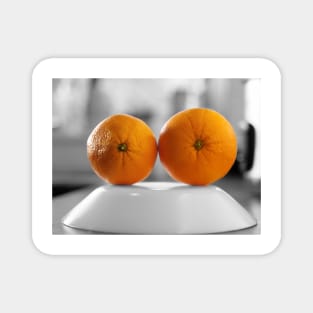 Oranges with a black and white background set on the plate Magnet