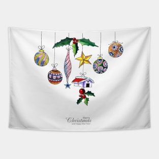 Hand drawn Christmas Elements Tapestry