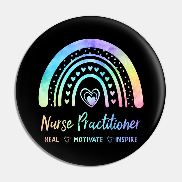 Nurse Practitioner NP Watercolor Rainbow Nursing Pin by ARTBYHM