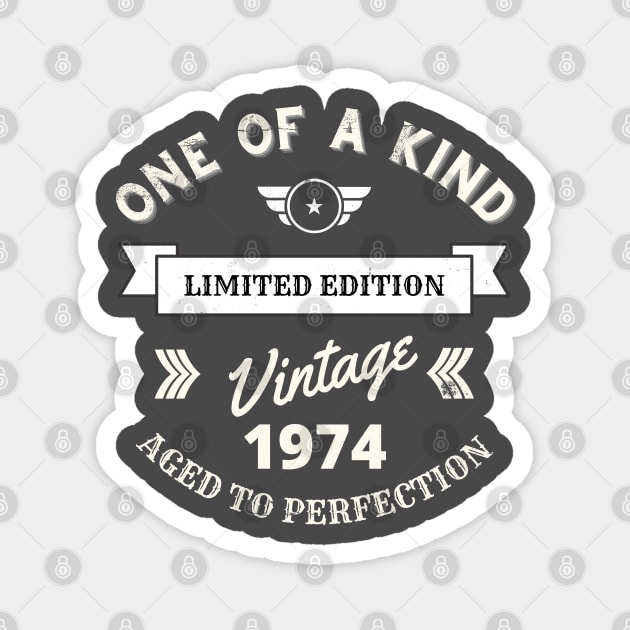One of a Kind, Limited Edition, Vintage 1974, Aged to Perfection Magnet by Blended Designs