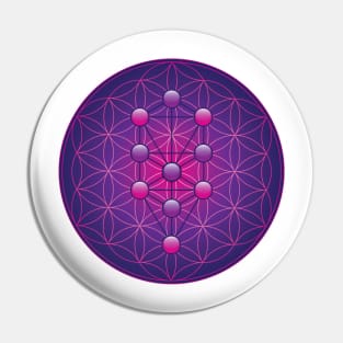 Tree of Life on Flower of Life Pin