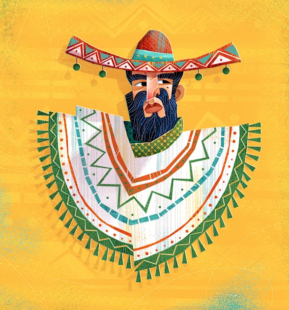 Mexican Sombrero Kids T-Shirt by Tosik-Art