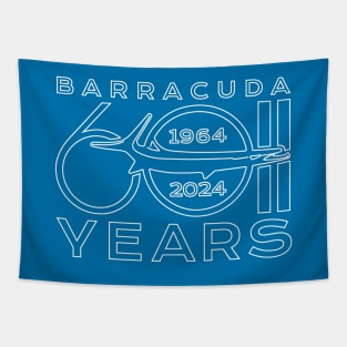 60th Anniversary - Barracuda Text Design (Reverse on Blue) Tapestry