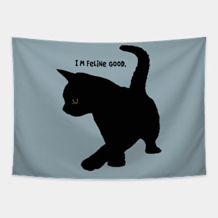 Im Feeling Good Quote Cute Baby Cat Silhouette Cutout Tapestry