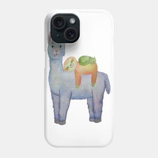 Llama, Sloth and Cat Watercolor Cute Animals Phone Case