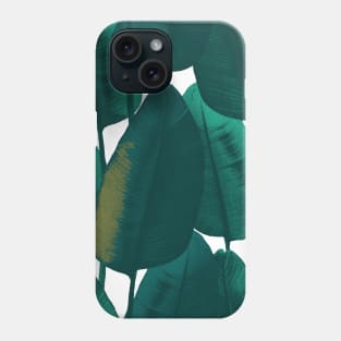 Dark summer tropical textural leaves. Vibrant banana leaves. Night jungle foliage Phone Case