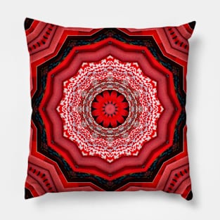 Mandala Kaleidoscope in Shades of Red Pillow