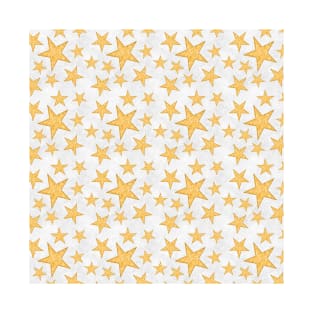 Gold Christmas Stars Pattern T-Shirt