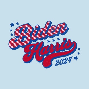 Biden Harris 2024 Groovy Retro Election 2024 Red White Blue T-Shirt