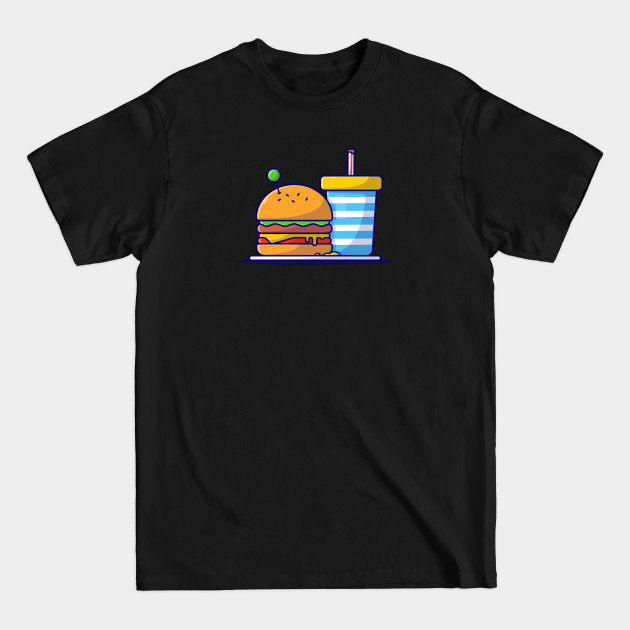 Discover Burger And Soda Cartoon Vector Icon Illustration (2) - Burger - T-Shirt