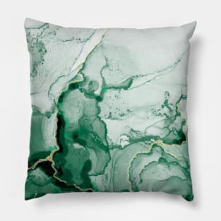 Green and Gold Marble Pillow