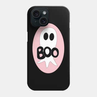 Cute Halloween ghost cartoon with BOO text Phone Case