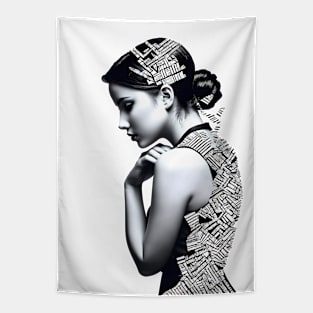 Elegance in Monochrome: Fashionable Femme Tapestry