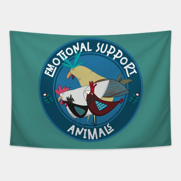 Emotional support animals with chickens Tapestry by ChiknEmporium