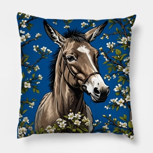 A Missouri Mule Surrounded By Hawthorn Blossom 2 Pillow