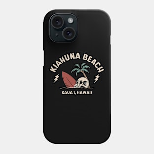 Vintage Surfing Kiahuna Beach Kauai Hawaii // Retro Surf Skull Phone Case