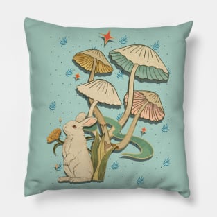 Rabbit under mushroom Pillow