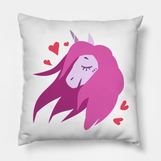 Pink hair lovely hearted unicorn Pillow