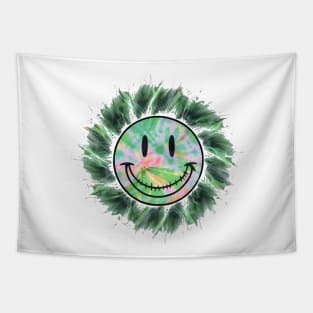 "Electric 90s Smiley: Retro Rave Blast!"- Retro Cute Hipster Blues Tapestry