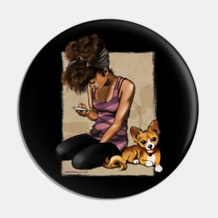 Girl and Dog Pin