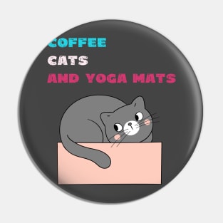 Coffee cats and yoga mats funny yoga and cat drawing Pin