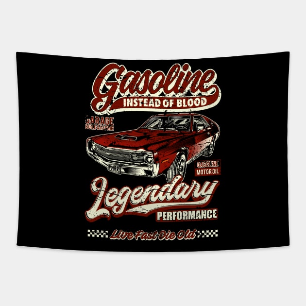 Gasoline instead of blood muscle car II Tapestry by RockabillyM