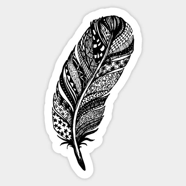 Zentangle Tribal Feather Drawing - Feathers - Sticker | TeePublic Zentangle Tribal Feather Drawing - Feathers - Sticker | TeePublic