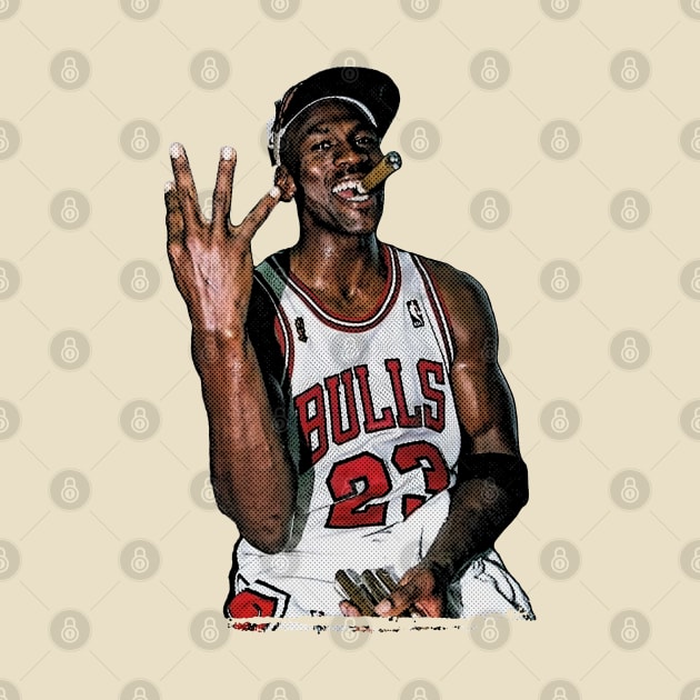 Michael Jordan Drawing Vintage Halftone by Mr.FansArt