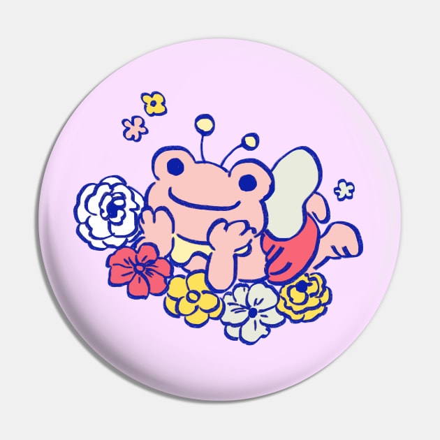 cute kawaii pastel pink pickles the frog fairy happy in bed of flowers Pin by mudwizard