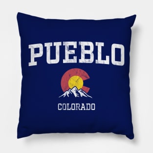 Pueblo Colorado CO Vintage Athletic Mountains Pillow