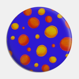 Yellow, Orange and Red Polka Dots (With Vibrant Blue Background) Pin