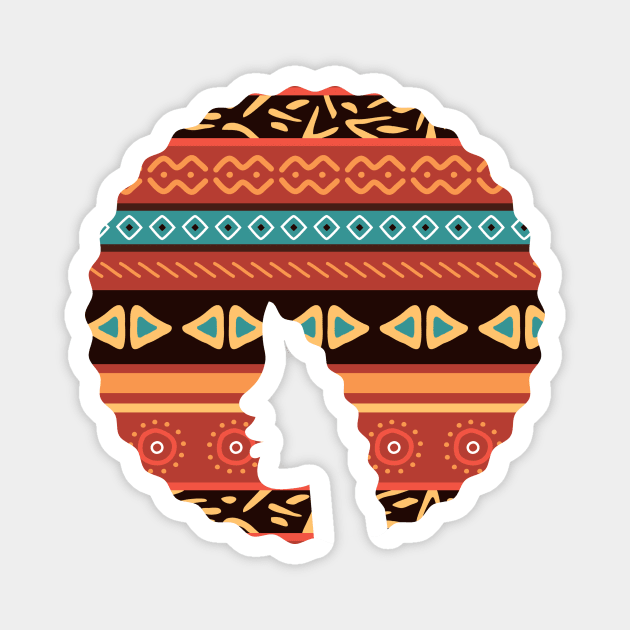 Afro Hair Woman with African Pattern, Black History Magnet by logiamerch