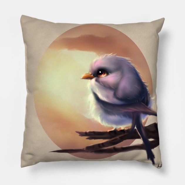 Lavender bird Pillow by Artofokan