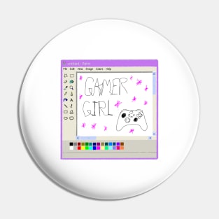 Gamer girl Ms Paint drawing Pin