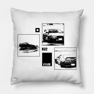 NISSAN SKYLINE GT-R R32 Black 'N White Archive Pillow