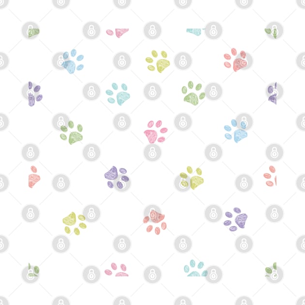 Pastel colored doodle paw prints by GULSENGUNEL