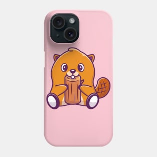 Cute Beaver Bite Wood Cartoon Phone Case