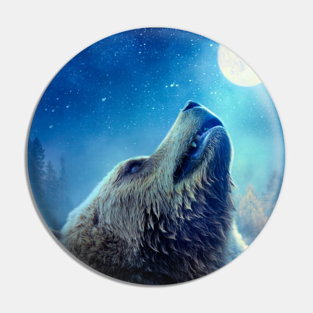 Serenading the Moon Pin by Phatpuppy Art