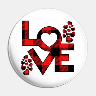 Love - Buffalo Plaid Pin