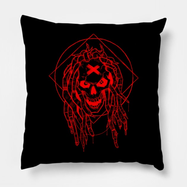 Red reagge skull Pillow by manuvila