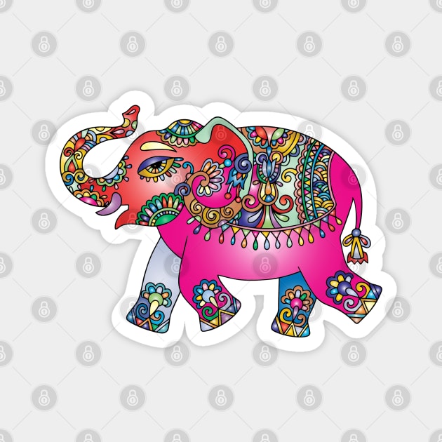 Elephant Colorful Pink Magnet by Mako Design 