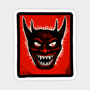 Lino Cut Devil Magnet