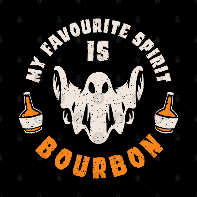 my favorite spirit is bourbon funny halloween drinking design for bourbon lovers and people who love to drink by A Comic Wizard