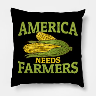 America Needs Farmers - Bold Green Yellow Pillow